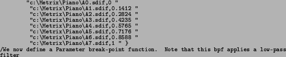 \begin{spacing}{0.8}
\texttt{\footnotesize        \char\lq \uml {}c:\textbackslash...
...Note
that this bpf applies a low-pass filter }{\footnotesize\par
}
\end{spacing}